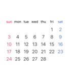 淡色背景用シンプルカレンダーSunday始まり（個別スタンプ：27）
