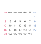 淡色背景用シンプルカレンダーSunday始まり（個別スタンプ：28）