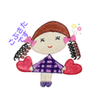 色鉛筆で描くお洒落な女の子（個別スタンプ：4）