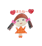 色鉛筆で描くお洒落な女の子（個別スタンプ：5）