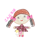色鉛筆で描くお洒落な女の子（個別スタンプ：14）