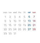 濃色背景用シンプルカレンダーMonday始まり（個別スタンプ：1）