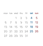 濃色背景用シンプルカレンダーMonday始まり（個別スタンプ：3）