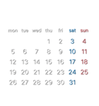 濃色背景用シンプルカレンダーMonday始まり（個別スタンプ：4）