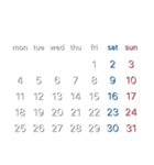 濃色背景用シンプルカレンダーMonday始まり（個別スタンプ：5）