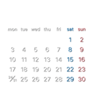 濃色背景用シンプルカレンダーMonday始まり（個別スタンプ：6）
