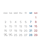 濃色背景用シンプルカレンダーMonday始まり（個別スタンプ：7）