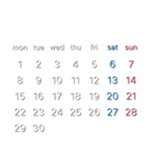 濃色背景用シンプルカレンダーMonday始まり（個別スタンプ：8）