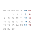 濃色背景用シンプルカレンダーMonday始まり（個別スタンプ：9）