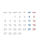濃色背景用シンプルカレンダーMonday始まり（個別スタンプ：10）