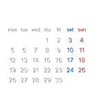 濃色背景用シンプルカレンダーMonday始まり（個別スタンプ：11）