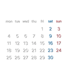 濃色背景用シンプルカレンダーMonday始まり（個別スタンプ：12）