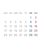 濃色背景用シンプルカレンダーMonday始まり（個別スタンプ：13）