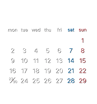 濃色背景用シンプルカレンダーMonday始まり（個別スタンプ：14）