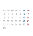 濃色背景用シンプルカレンダーMonday始まり（個別スタンプ：15）