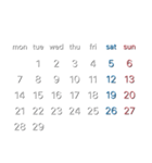 濃色背景用シンプルカレンダーMonday始まり（個別スタンプ：16）
