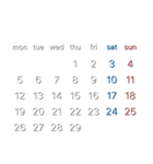 濃色背景用シンプルカレンダーMonday始まり（個別スタンプ：18）