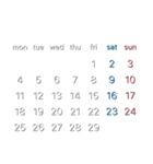 濃色背景用シンプルカレンダーMonday始まり（個別スタンプ：19）