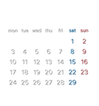 濃色背景用シンプルカレンダーMonday始まり（個別スタンプ：20）