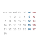 濃色背景用シンプルカレンダーMonday始まり（個別スタンプ：23）