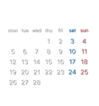 濃色背景用シンプルカレンダーMonday始まり（個別スタンプ：25）