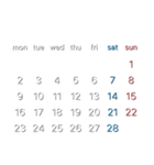 濃色背景用シンプルカレンダーMonday始まり（個別スタンプ：28）