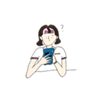韓国の女の子 大きい文字.ver（個別スタンプ：1）
