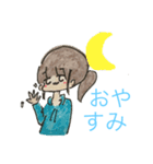 水色パーカーポニーテールちゃん（個別スタンプ：16）