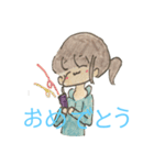 水色パーカーポニーテールちゃん（個別スタンプ：32）