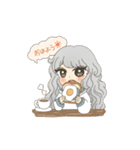 女の子と白わんこ（個別スタンプ：1）
