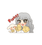 女の子と白わんこ（個別スタンプ：14）