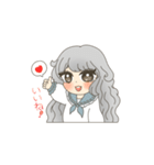 女の子と白わんこ（個別スタンプ：19）