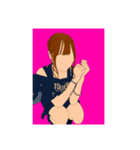 女の子の線画スタンプ（個別スタンプ：2）