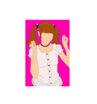 女の子の線画スタンプ（個別スタンプ：5）