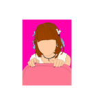 女の子の線画スタンプ（個別スタンプ：6）