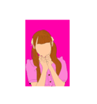 女の子の線画スタンプ（個別スタンプ：7）