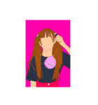 女の子の線画スタンプ（個別スタンプ：8）