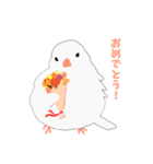 文鳥スタンプ 白文鳥と文鳥（個別スタンプ：40）