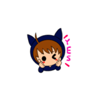 猫耳パーカー女子スタンプ。（個別スタンプ：1）