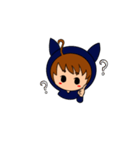 猫耳パーカー女子スタンプ。（個別スタンプ：3）
