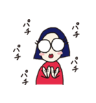 おかっぱめがねさんとねこ（個別スタンプ：5）