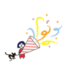 おかっぱめがねさんとねこ（個別スタンプ：9）