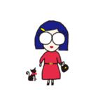 おかっぱめがねさんとねこ（個別スタンプ：10）