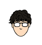 メガネのパーマ男子（個別スタンプ：24）