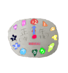 数字の人物(字付き)スタンプ(時計1つ)（個別スタンプ：40）