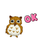 フクロウの刺繍スタンプ（個別スタンプ：3）
