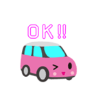 可愛い車【Pink×Whiteツートン】（個別スタンプ：7）