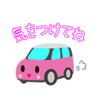 可愛い車【Pink×Whiteツートン】（個別スタンプ：33）