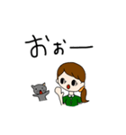常用フレーズ 女の子とたまに猫（個別スタンプ：32）