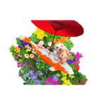 ハリネズミ ウサギ 花（個別スタンプ：8）